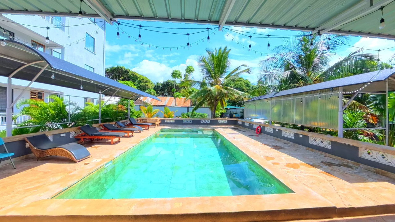 Poolside relaxation area