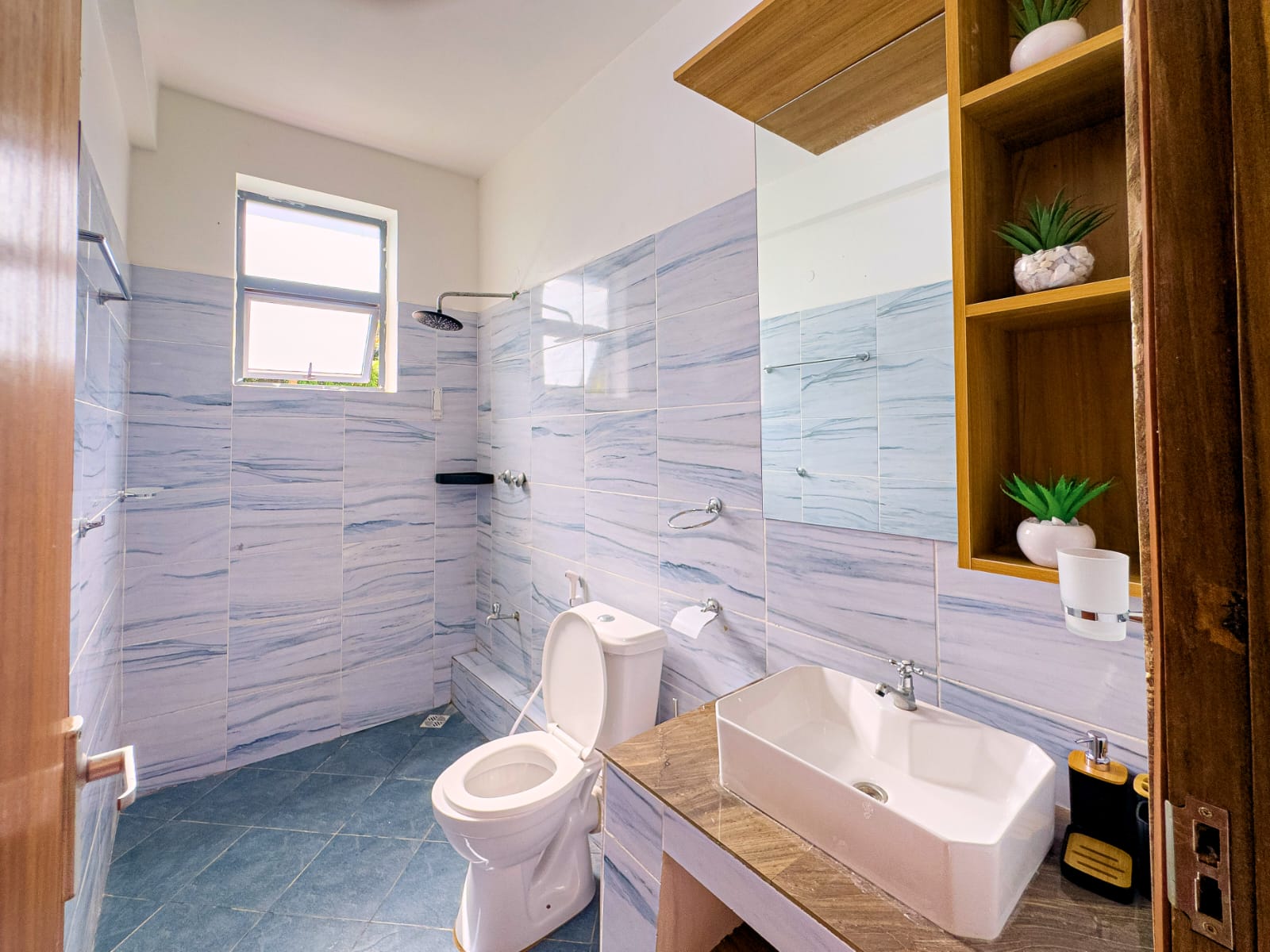 Bathroom vanity and toilet